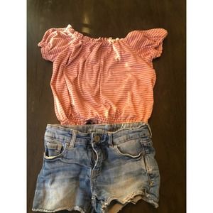 Girls Gap Shorts And Beautees Cute Top Size 7
